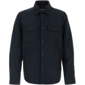 Woolrich, Overhemden, Heren, Blauw, L, Katoen, Navy Blue Cotton Blend Blazers Vests