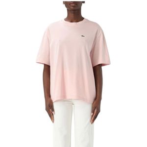 Lacoste, Tops, Dames, Roze, L, Roze Relaxte Fit T-shirt