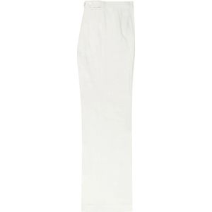 Brooks Brothers, Broeken, Dames, Wit, XS, Linnen, Linnen Geplooide Broek met Wijde Pijpen