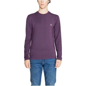 Emporio Armani, Tops, Heren, Paars, XL, Paarse Long Sleeve Truien