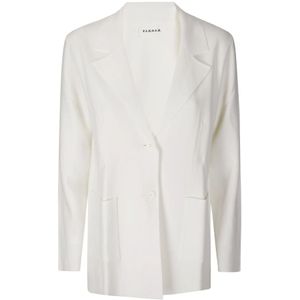P.a.r.o.s.h., Jassen, Dames, Beige, L, Witte Zachte Stof Diepe Halslijn Jas