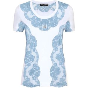 Dolce & Gabbana, Tops, Dames, Veelkleurig, M, Kanten T-shirt