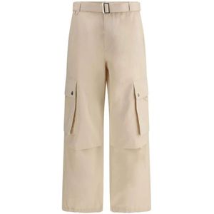 Jacquemus, Broeken, Heren, Beige, S, Katoen, Cargo Broek met Meerdere Zakken