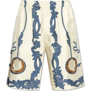 Versace, Korte broeken, Heren, Beige, M, Zijden shorts