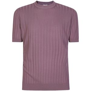 Eleventy, Truien, Heren, Paars, M, Katoen, Katoen Crepe Ronde hals T-shirt