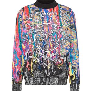 Carlo Colucci, Sweatshirts & Hoodies, Heren, Veelkleurig, M, Artistiek Gebreid Sweatshirt