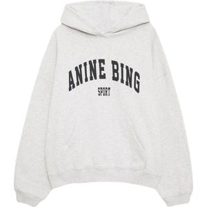 Anine Bing, Sweatshirts & Hoodies, Dames, Grijs, XS, Katoen, Vintage Stijl Grijs Hoodie Sweatshirt