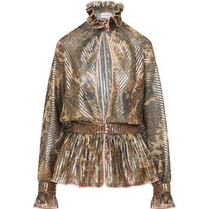 Valentino, Blouses & Shirts, Dames, Veelkleurig, 2Xs, Elegante Zijden Bruine Blouse
