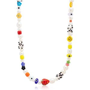 Nialaya, Accessoires, Heren, Geel, S, Panda Parel Choker met Diverse Kralen