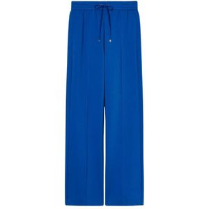 Marina Rinaldi, Broeken, Dames, Blauw, XL, Katoen, Elegante Comfortabele Wijde Broek van Katoenmix