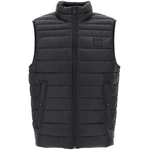 Boss, Jassen, Heren, Zwart, 2Xl, Polyester, Gewatteerd Vest met Opstaande Kraag