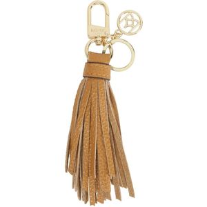 Kazar, Accessoires, Dames, Bruin, ONE Size, Leer, Lichtbruine sleutelhanger met kwastjes en monogram