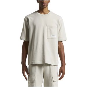 Peserico, Tops, Heren, Beige, M, Katoen, Puur katoenen Franse badstof fleece t-shirt