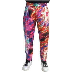 Dolce & Gabbana, Broeken, Heren, Veelkleurig, S, Linnen, Authentieke Multicolor Linnen Chino Broek