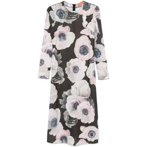 Stine Goya, Kleedjes, Dames, Veelkleurig, L, Polyester, Bloemenprint Lange Mouw Jurk