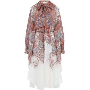 Zimmermann, Kleedjes, Dames, Veelkleurig, L, Strik Hals Midi Jurk