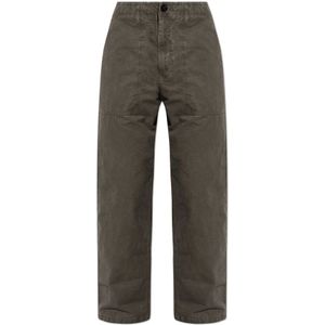 Stone Island, Broeken, Heren, Groen, W33, Katoen, Broek met logo