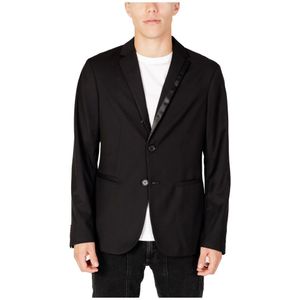 Armani Exchange, Jassen, Heren, Zwart, L, Polyester, Herfst/Winter Herenjas Polyester Collectie