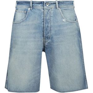 Maison Margiela, Korte broeken, Heren, Blauw, W31, Katoen, Katoenen shorts met normale taille en rechte pijp