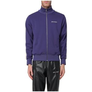 Palm Angels, Sweatshirts & Hoodies, Heren, Blauw, S, Katoen, Navy Gestreepte Track Jacket
