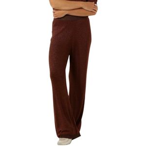 Minus, Broeken, Dames, Bruin, 2Xl, Metallic Wide Leg Gebreide Broek