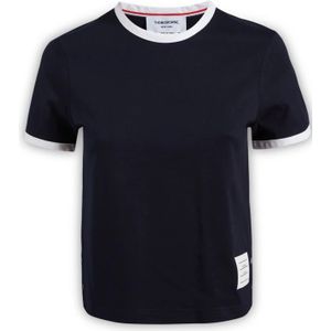Thom Browne, Tops, Dames, Blauw, 2Xs, Katoen, Stijlvolle T-shirt en Tanktop Combo