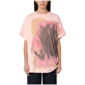 Dries Van Noten, Tops, Dames, Roze, S, Korte mouwen ronde hals T-shirt