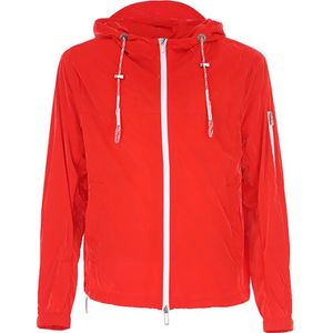 Emporio Armani, Sweatshirts & Hoodies, Heren, Rood, XL, Polyester, Red Gl Effect Hooded Jacket