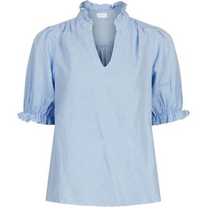 Neo Noir, Blouses & Shirts, Dames, Blauw, XS, Linnen, Lichtblauwe Linnen Blend Blouse