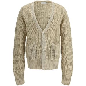 Lardini, Truien, Heren, Beige, M, Gebreide Vest met Zakken