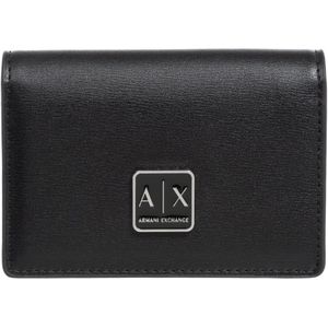 Armani Exchange, Accessoires, Dames, Zwart, ONE Size, Polyester, Knoopsluiting Effen Creditcardhouder