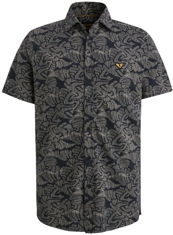 PME Legend, Overhemden, Heren, Blauw, L, Kort overhemd Print op Jersey