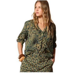 Mason's, Blouses & Shirts, Dames, Groen, M, Katoen, Bloemenprint katoenen voile overhemd