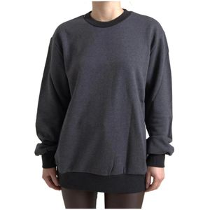 Dolce & Gabbana, Sweatshirts & Hoodies, Dames, Grijs, 3Xs, Katoen, Donkergrijze Katoenen Crew Neck Sweater