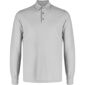 Zanone, Tops, Heren, Grijs, 2Xl, Katoen, Ice Cotton Lange Mouw Polo Shirt