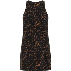 Theory, Kleedjes, Dames, Bruin, 3Xs, Polyester, Stijlvol Bruin Gestippeld Jurk