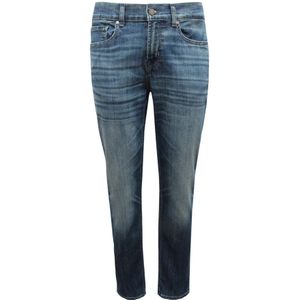 7 For All Mankind, Jeans, Heren, Blauw, W32, Slimmy Slim Straight Broek Lichtblauw