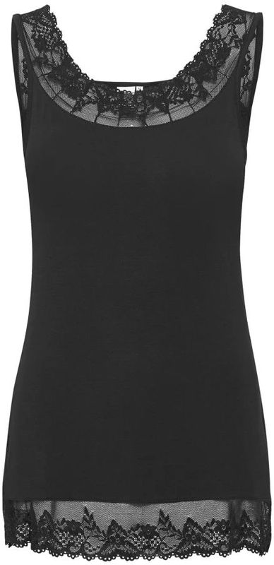 Cream, Tops, Dames, Zwart, M, Vrouwelijke Kant Detail Top Zwart
