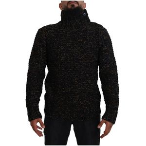 Dolce & Gabbana, Truien, Heren, Bruin, XL, Wol, Elegante Coltrui in Luxe Wollen Mix