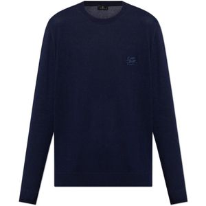 Etro, Truien, Heren, Blauw, M, Katoen, Katoenen Trui met Logo