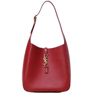 Saint Laurent, Tassen, Dames, Rood, ONE Size, Leer, Rode Leren Schoudertas Elegant Ontwerp