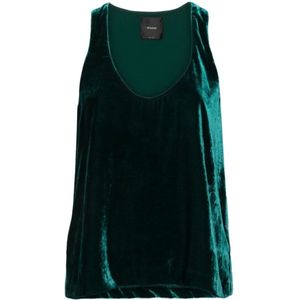 Pinko, Tops, Dames, Groen, S, Polyester, Velvet Sleeveless Top