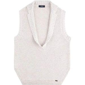 Fay, Truien, Dames, Wit, S, Katoen, Gilet in katoen en lurex