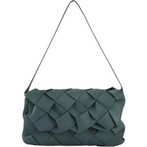 Malababa, Tassen, Dames, Groen, ONE Size, Leer, Handgeweven Leren Clutch Tas