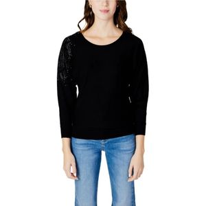 Guess, Truien, Dames, Zwart, M, Leer, Leslie Logo Vleermuismouw Top