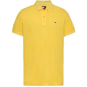 Tommy Jeans, Tops, Heren, Geel, L, Katoen, Essentiële polo met korte mouwen voor heren