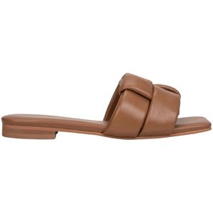 Estro, Schoenen, Dames, Bruin, 40 EU, Leer, Bruine Slippers voor Dames gemaakt van Echt Leer