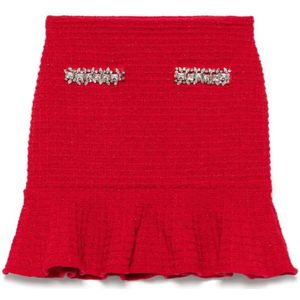 Self Portrait, Rokken, Dames, Rood, L, Rok met ruches en kristallen