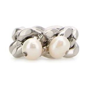 Jil Sander, Accessoires, Dames, Grijs, M, Elegante Zilveren Metalen Ring