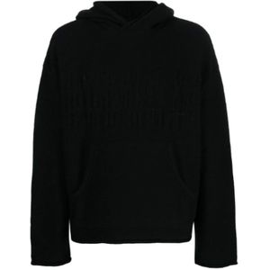 MM6 Maison Margiela, Sweatshirts & Hoodies, Heren, Zwart, M, Wol, Zwarte wollenmix hoodie met logo